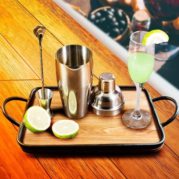 24oz Cocktail Shaker Bar Set - Professional Margarita Mixer Drink Shaker and Measuring Jigger & Mixing Spoon Set - Professional Stainless Steel Bar Tools Built-in Bartender Strainer for Martini Kit - Image 6