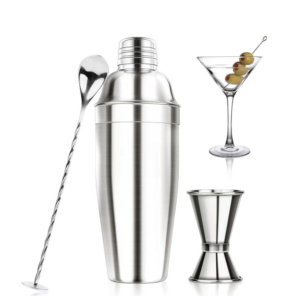 24OZ Cocktail Shaker Set - Cocktail Bar Martini Drink Shaker Set with Strainer, Stainless Steel Bartender Kit Cocktail Drink Mixer with Jigger, Mixing Spoon, Bar Accessories for Beginners